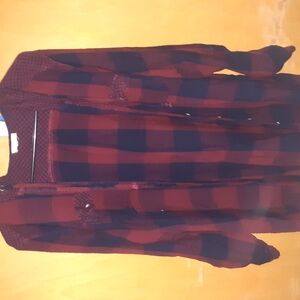 Red and Black Plaid Button-Up Shirt